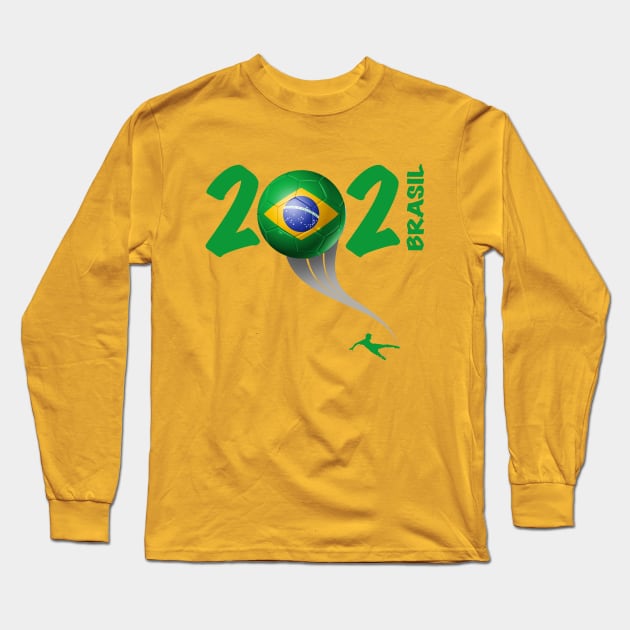 Brazil Copa America Soccer 2021 Long Sleeve T-Shirt by DesignOfNations